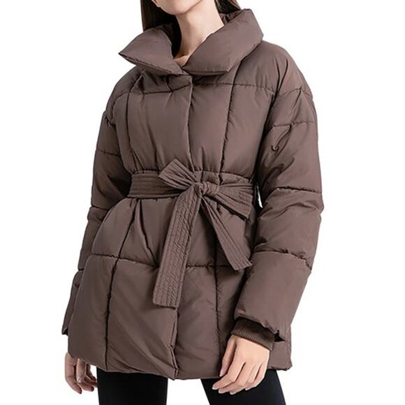 Unbranded Jackets & Blazers - NWT ~ Women's Brown Puffer Jacket Belt & High Collar Winter Coat ~ Plus Size XXL